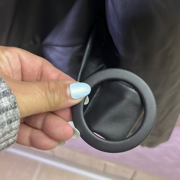 PRIVY Privately Privileged Belted Faux Leather black Jacket - Picture 3 of 8